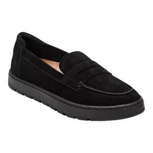 Easy Spirit Women's Karin eFlex Suede Slip On Loafers Black Size 5 1/2